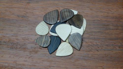 handcrafted wood plectrums